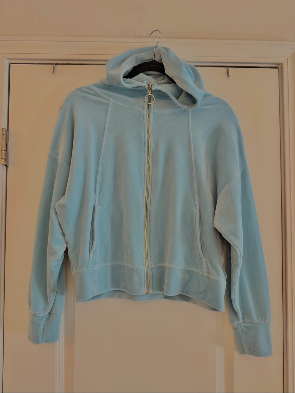 Velvet blue, GOLD zipper💛 scuba zip up jacket with hood